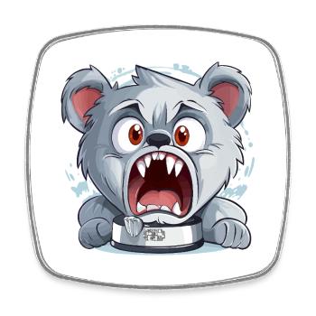 Wütender Cartoon-Bär - Viereckiger Kühlschrankmagnet - Weiß - Vorne