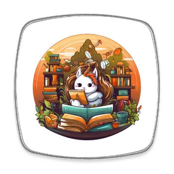 Lesezauber im Bibliothekswald - Viereckiger Kühlschrankmagnet - Weiß - Vorne