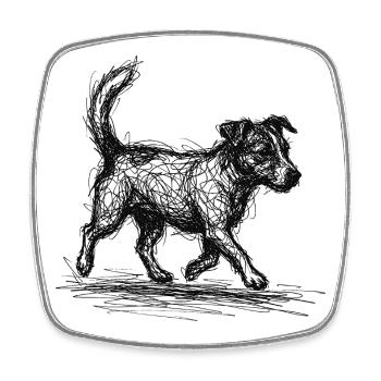 Jack Russell Terrier – Sketch Hund Design - Viereckiger Kühlschrankmagnet - Weiß - Vorne