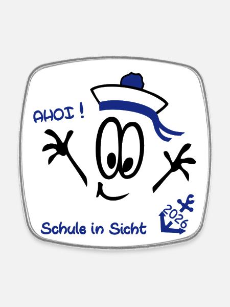 Ahoi Schulstart - Viereckiger Kühlschrankmagnet - Weiß