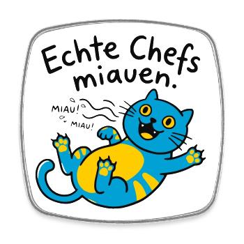 Fröhliche blaue Katze Miauen - Viereckiger Kühlschrankmagnet - Weiß - Vorne