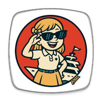 Sunny Sailor Circle Kunst - Viereckiger Kühlschrankmagnet - Weiß - Vorne