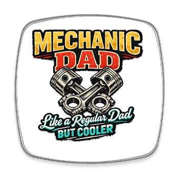Mechaniker Dad Like a Regular Dad But Cooler - Viereckiger Kühlschrankmagnet - Weiß - Vorne