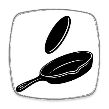 Pancake Flip Skillet Silhouette - Viereckiger Kühlschrankmagnet - Weiß - Vorne