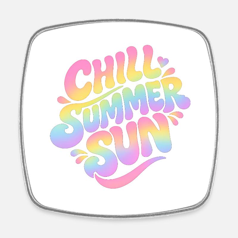 Summer Vibes - Viereckiger Kühlschrankmagnet - Weiß