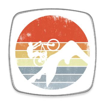 Vintage Mountain Biker Drawing - Square fridge magnet - white - Front