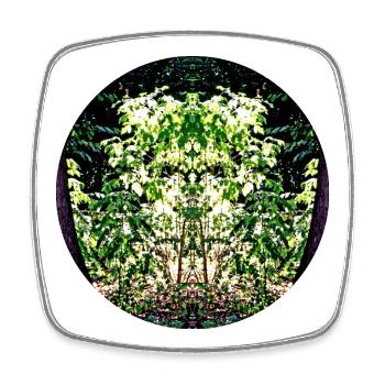 Face de feuille Mandala de la nature - Magnet carré - blanc - Devant