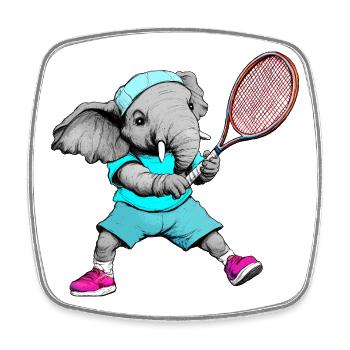 Elefanten Tennis Türkis - Viereckiger Kühlschrankmagnet - Weiß - Vorne