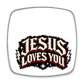 Jesus loves you - Viereckiger Kühlschrankmagnet - Weiß - Vorne