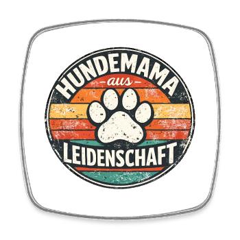 Hundemama Leidenschaft Retro-Paw - Viereckiger Kühlschrankmagnet - Weiß - Vorne