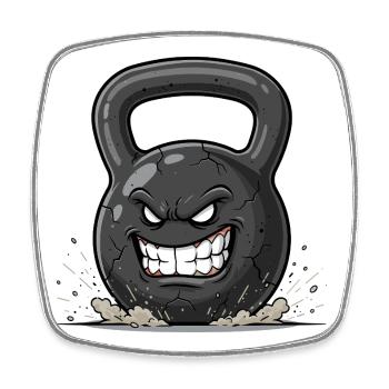 Angry Kettlebell – Burst of Force - Square fridge magnet - white - Front