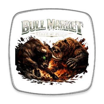 Bull Market State of Mind – Bull vs. Bear Design - Square fridge magnet - white - Front