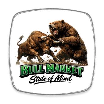 Bull Market State of Mind – Bull vs. Bear Design - Square fridge magnet - white - Front