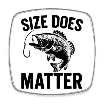 Size Does Matter - Funny Angler T-Shirt - Square fridge magnet - white - Front