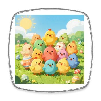 Colorful Chickens Group Photo - Square fridge magnet - white - Front