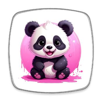 Niedlicher Panda - Viereckiger Kühlschrankmagnet - Weiß - Vorne