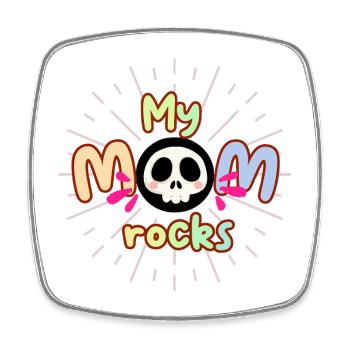 Mom Rocks Vector - Square fridge magnet - white - Front