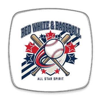Red White Baseball All Star Spirit - Magnet carré - blanc - Devant