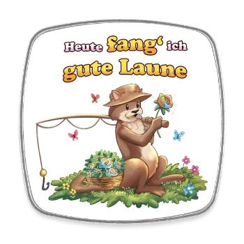 Siggi und der Zauberwald - Otto Otter beim Angeln - Viereckiger Kühlschrankmagnet - Weiß - Vorne
