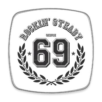 Vintage 69 Rockin' Steady since 69 - Viereckiger Kühlschrankmagnet - Weiß - Vorne