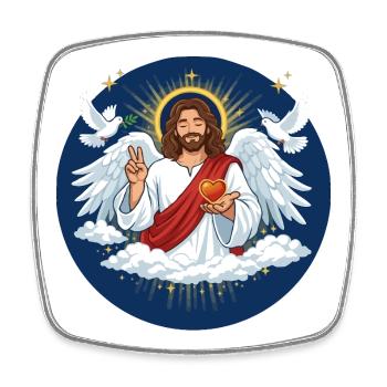 Amour céleste : Jésus avec le cœur - Magnet carré - blanc - Devant