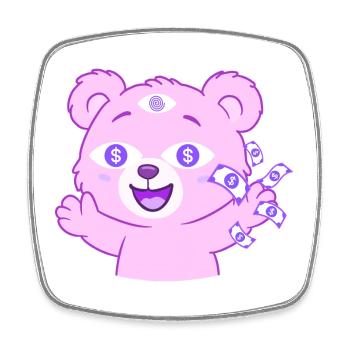 Money Teddy - Viereckiger Kühlschrankmagnet - Weiß - Vorne