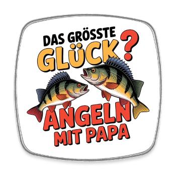 Angeln mit Papa - Viereckiger Kühlschrankmagnet - Weiß - Vorne