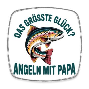 Angeln mit Papa - Viereckiger Kühlschrankmagnet - Weiß - Vorne