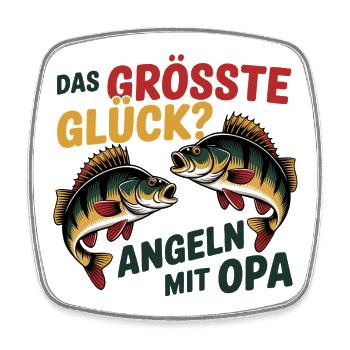 Größtes Glück: Angeln mit Opa - Viereckiger Kühlschrankmagnet - Weiß - Vorne