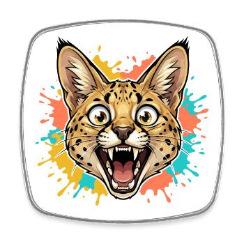 Jaguar head with paint splash - Square fridge magnet - white - Front