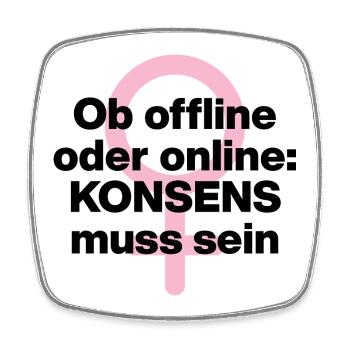 OB OFFLINE ODER ONLINE: KONSENS! ♀ FEMALE POWER - Viereckiger Kühlschrankmagnet - Weiß - Vorne