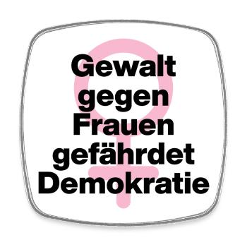GEWALT GEGEN FRAUEN GEFÄHRDET DEMOKRATIE ♀ - Viereckiger Kühlschrankmagnet - Weiß - Vorne