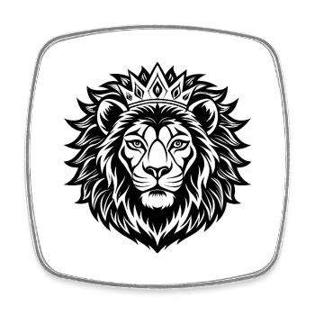Lion couronné - Magnet carré - blanc - Devant