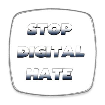 Stop Digital Hate – gegen digitale Gewalt - Viereckiger Kühlschrankmagnet - Weiß - Vorne
