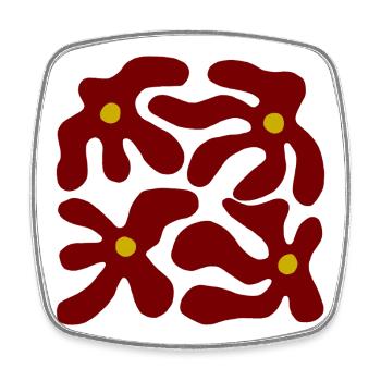 Rote Blumen Organisches transparentes Design -V3 - Viereckiger Kühlschrankmagnet - Weiß - Vorne