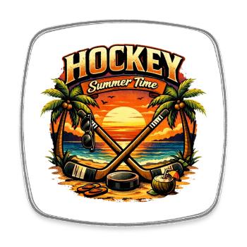 Hockey in paradise at sunset - Magnet carré - blanc - Devant