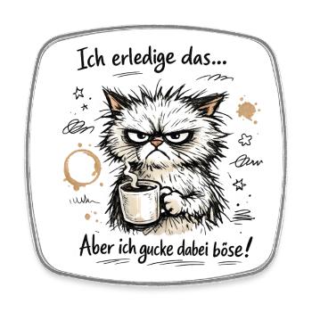 Ich mach das Katze lustiger Büro Spruch - Viereckiger Kühlschrankmagnet - Weiß - Vorne