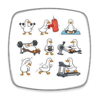 Funny Fitness Ducks – Cute Workout Duckies - Square fridge magnet - white - Front