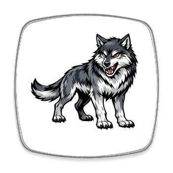 Wolfsgeist Illustration - Viereckiger Kühlschrankmagnet - Weiß - Vorne