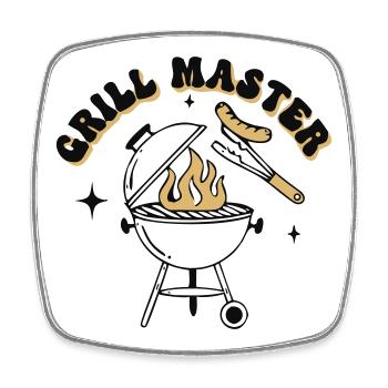 Funny Grill Master BBQ Dad - Square fridge magnet - white - Front