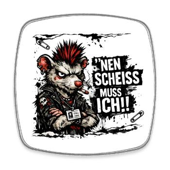 Nen Scheiss muss ich frecher Spruch Mittelfinger - Viereckiger Kühlschrankmagnet - Weiß - Vorne