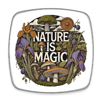 Nature Is Magic: Pilze & Flora Circle - Viereckiger Kühlschrankmagnet - Weiß - Vorne