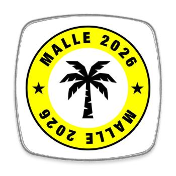 Cercle de palmiers Malle 2026 - Magnet carré - blanc - Devant