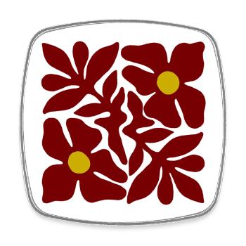  Rote Blumen transparentes Symmetrisches Design - Viereckiger Kühlschrankmagnet - Weiß - Vorne