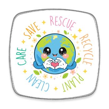 Save Rescue Recycle Plant Clean Care Eco - Magnet carré - blanc - Devant