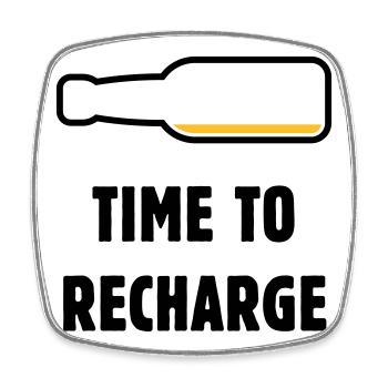 Time To Recharge (Beer / Beer / POS 2C) - Square fridge magnet - white - Front