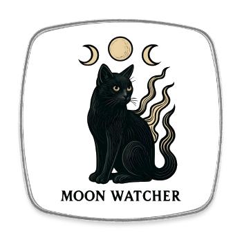 Moon Guardian Cat - Square fridge magnet - white - Front
