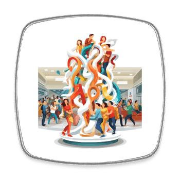Tourbillons de couleur rencontre la sculpture - Magnet carré - blanc - Devant