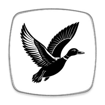 Canard colvert volant - Magnet carré - blanc - Devant