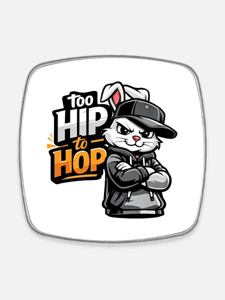 Hip Hop Bunny - Square fridge magnet - white